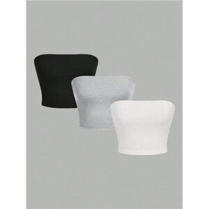 3pcs Sexy & Simple Solid Color Cropped Camisole For Women, Summer